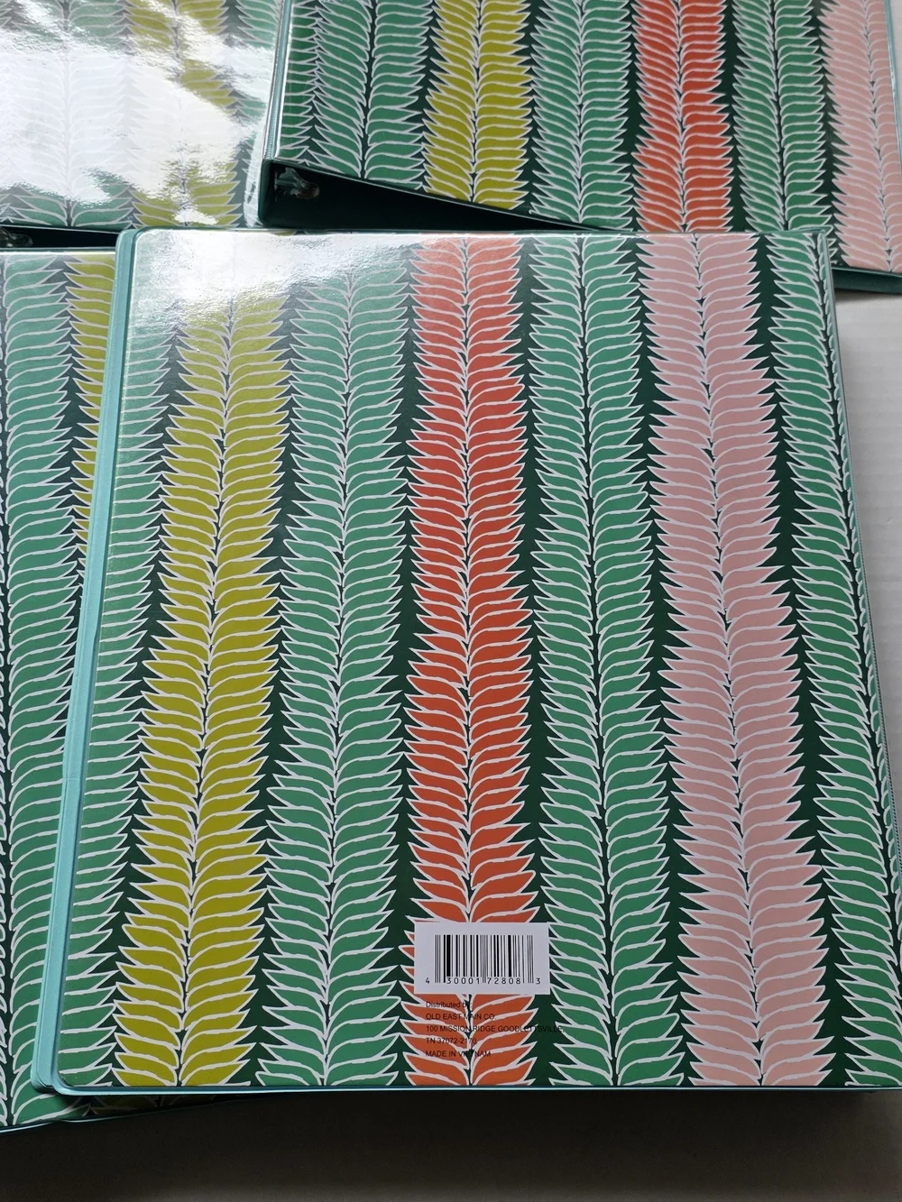 Patterned Multi-Color Home Office Binder - Green, Yellow, Coral, Pink